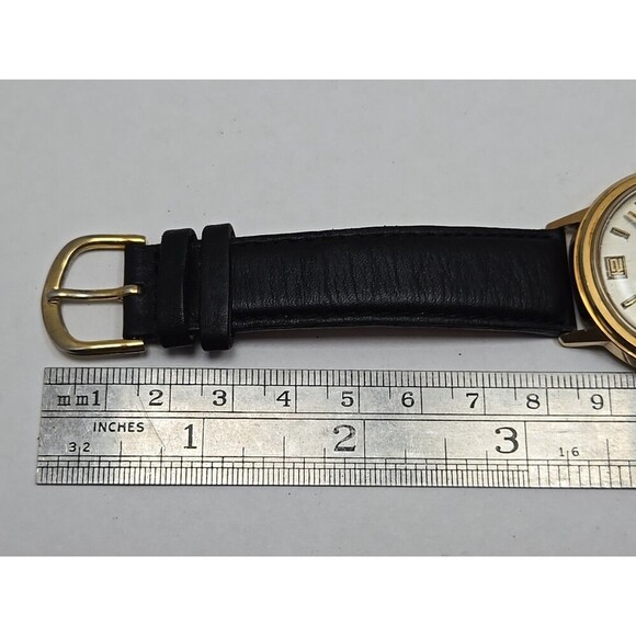 Vintage Timex Marlin Day Date Manual Wind Gold Tone 1975 35mm M27 Runs 26830 - Picture 12 of 13